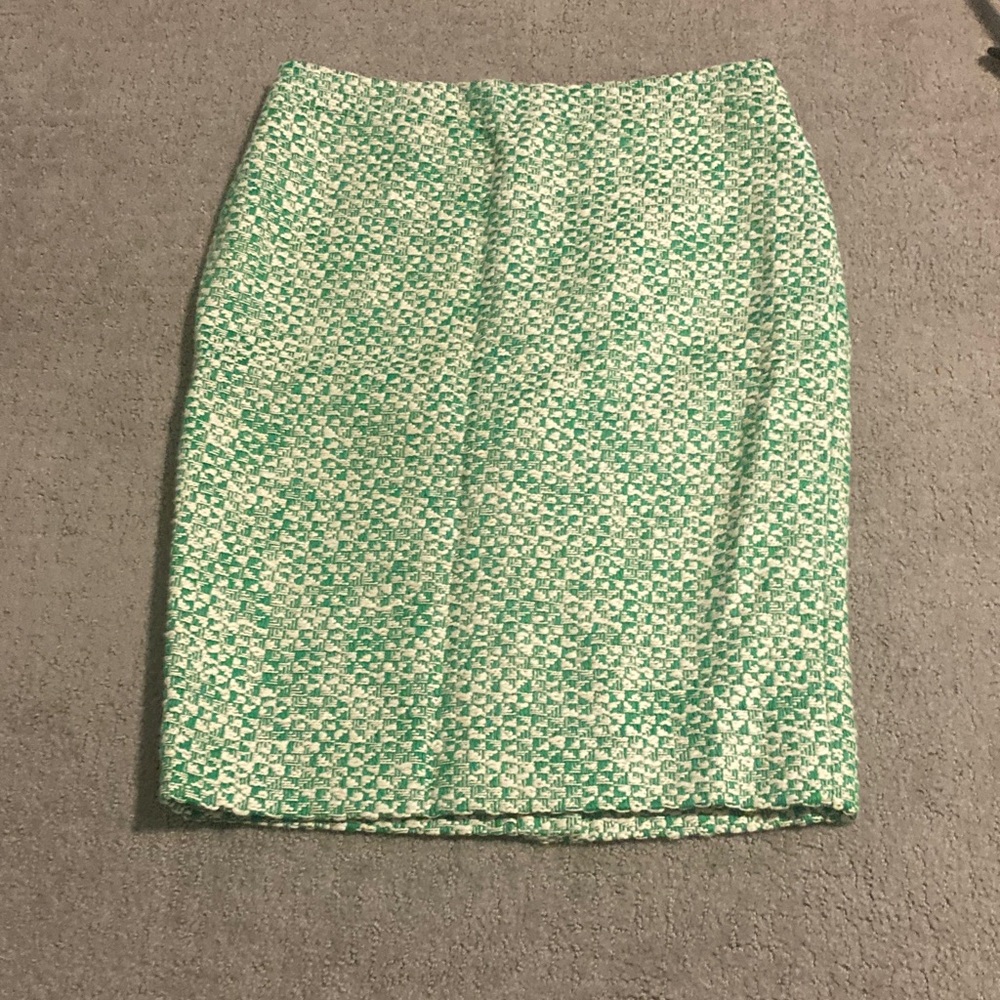 chic green and white skirt, j crew, size 8